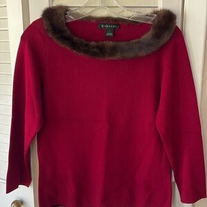 Classy silk & mink collared sweater
